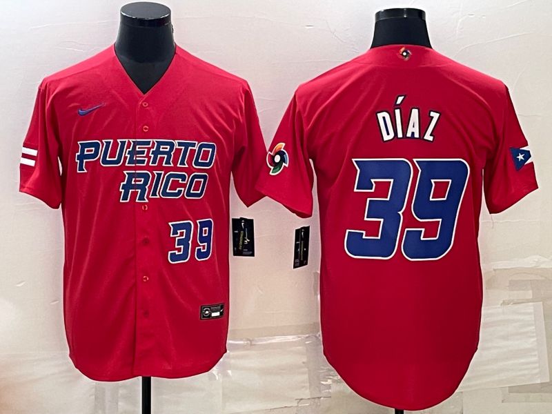 Men 2023 World Cub #39 Diaz Red Nike MLB Jersey2